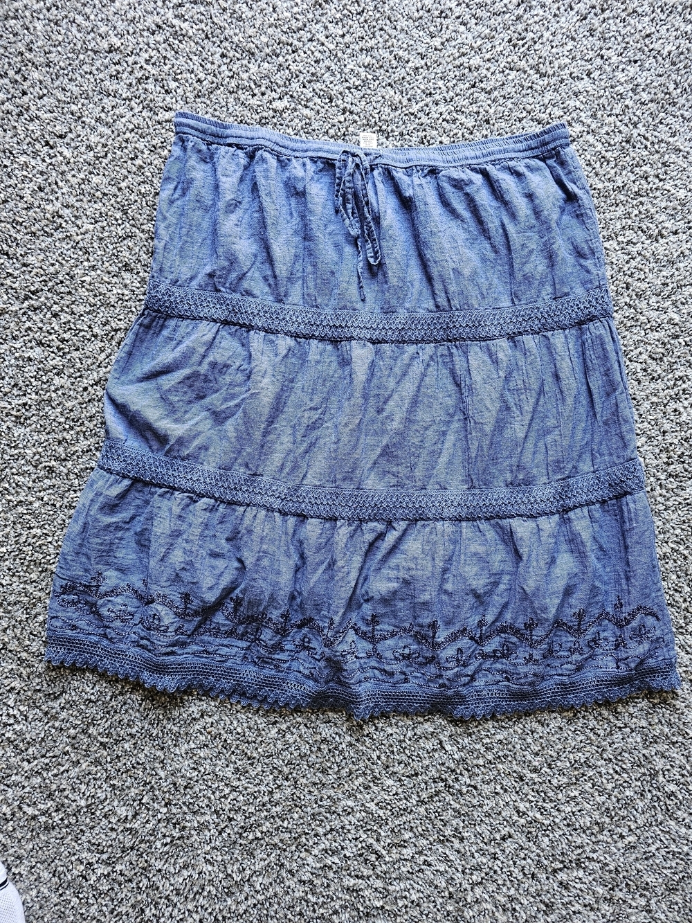 Studio West Apparel Blue Tiered Embroidered Skirt - Unbranded